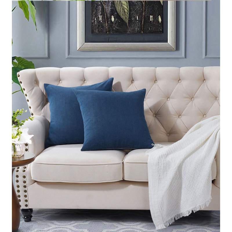 Floral Square Cushion Cover, Blue