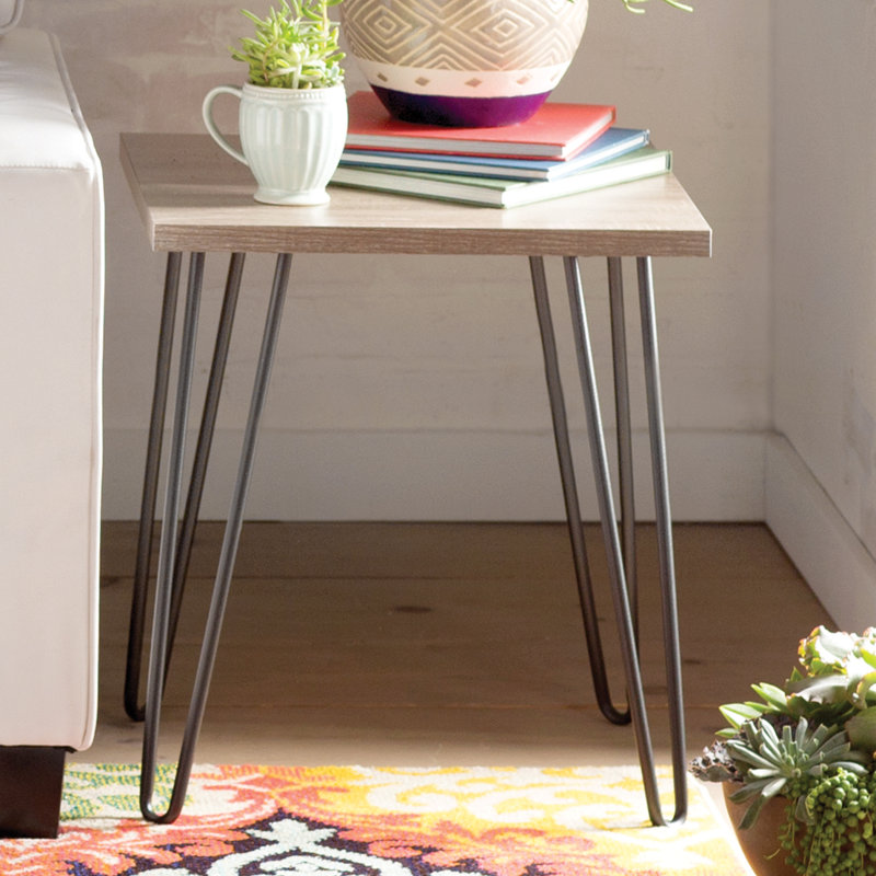 Ewalt Side Table with metal legs, Sonoma Oak