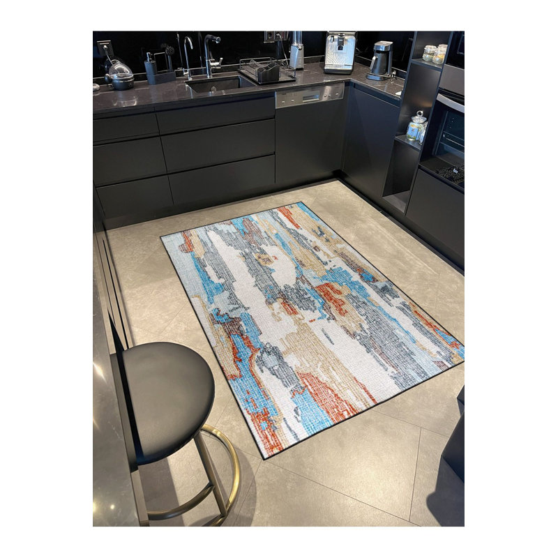 Tapis tissé à motif coulant lavable en machine, Rectangle 5 pi 1 po x 7 pi 7 po