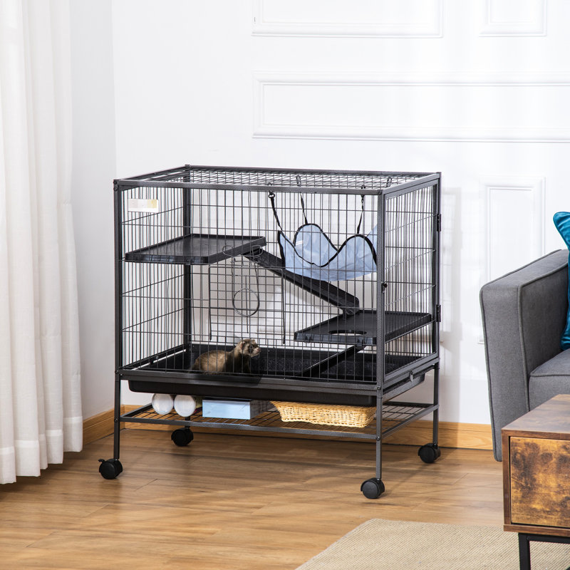 3 petites volières pour animaux de compagnie - cage en métal avec tablette, fond facile à nettoyer, capacité de roulement et paisible pour les furets, les chinchillas et les animaux similaires