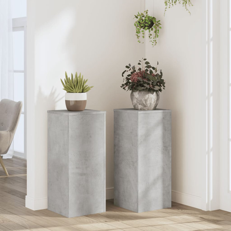 Plant Stand - Set of 2, 70cm H x 30cm W x 30cm D, Concrete Grey