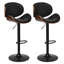 Ensemble de 2 tabourets de bar pivotants à hauteur réglable avec siège et dossier en similicuir, comptoirs de cuisine modernes en bois cintré | Idée de cadeau