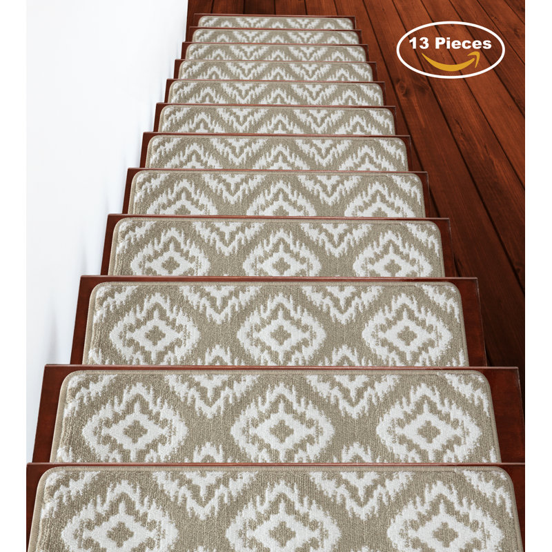 tapis d'escalier doux et vibrant en treillis Kluge, Beige