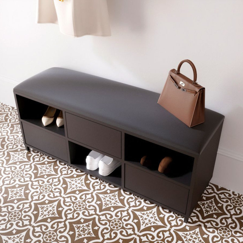 Upholstered Storage Bench, Black