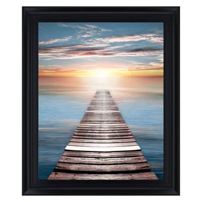 Sunset Pier Wall Art - 28" x 34" - Black Frame