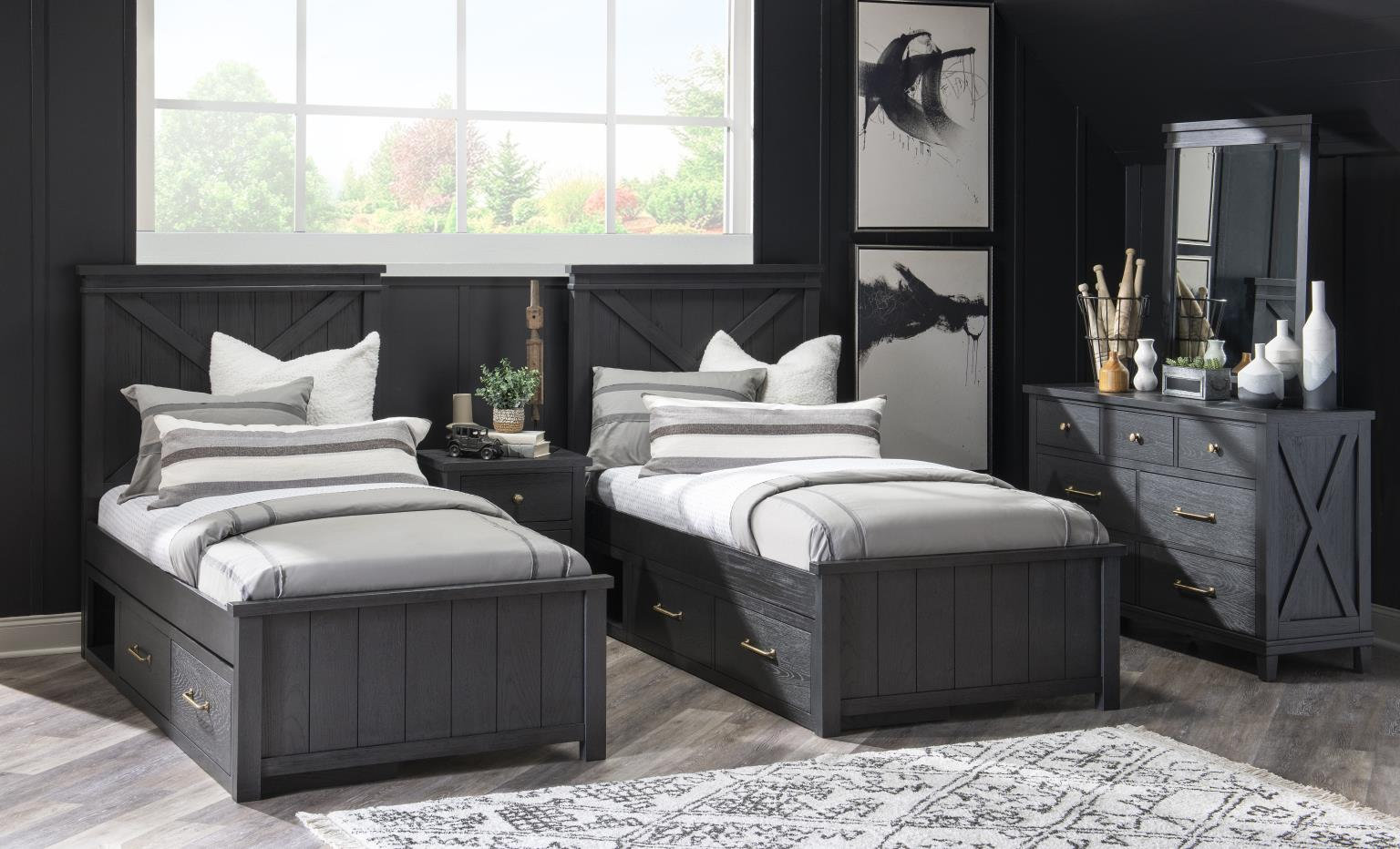 COMPLETE PANEL BED 33, Twin, Black