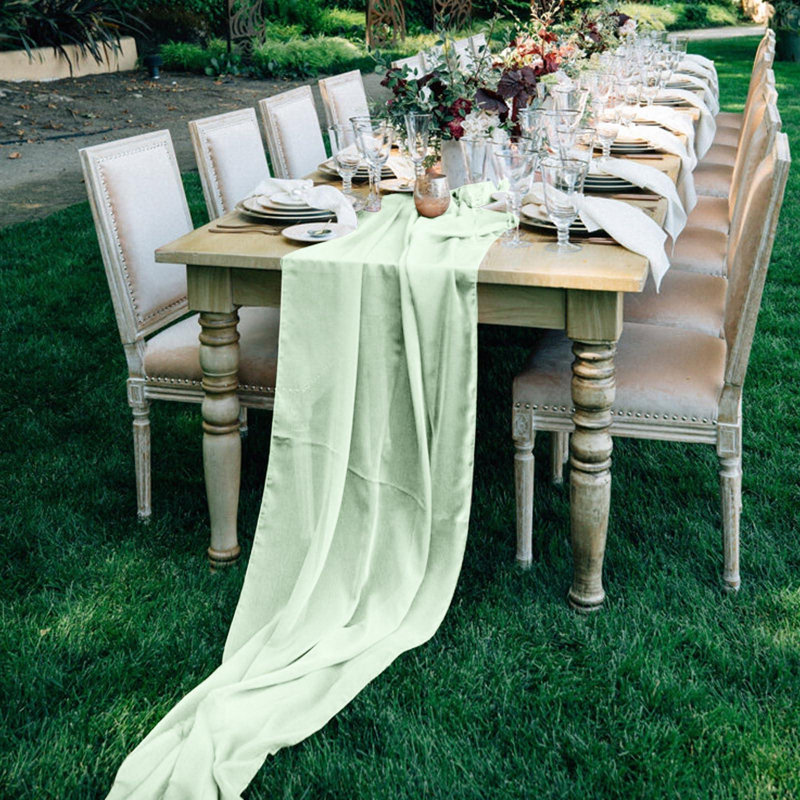 Chemin de table en mousseline de soie, Sage Green