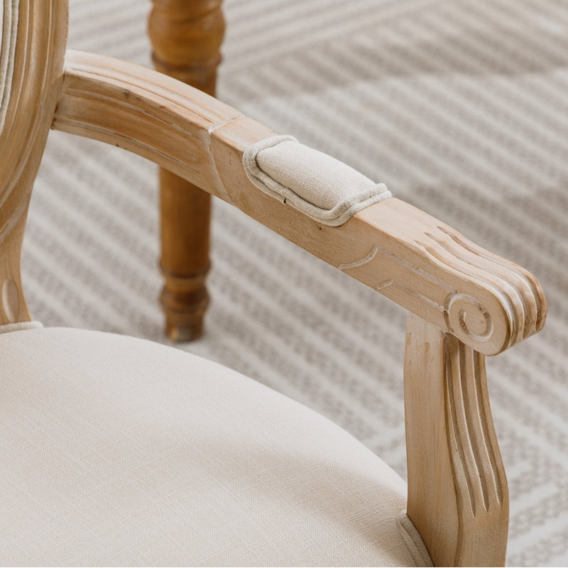 Chaise de salle à manger rembourrée en tissu, ensemble de 2, Beige