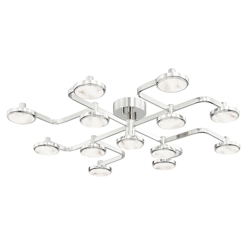 Meander 13 Light Semi Flush, Polished Nickel