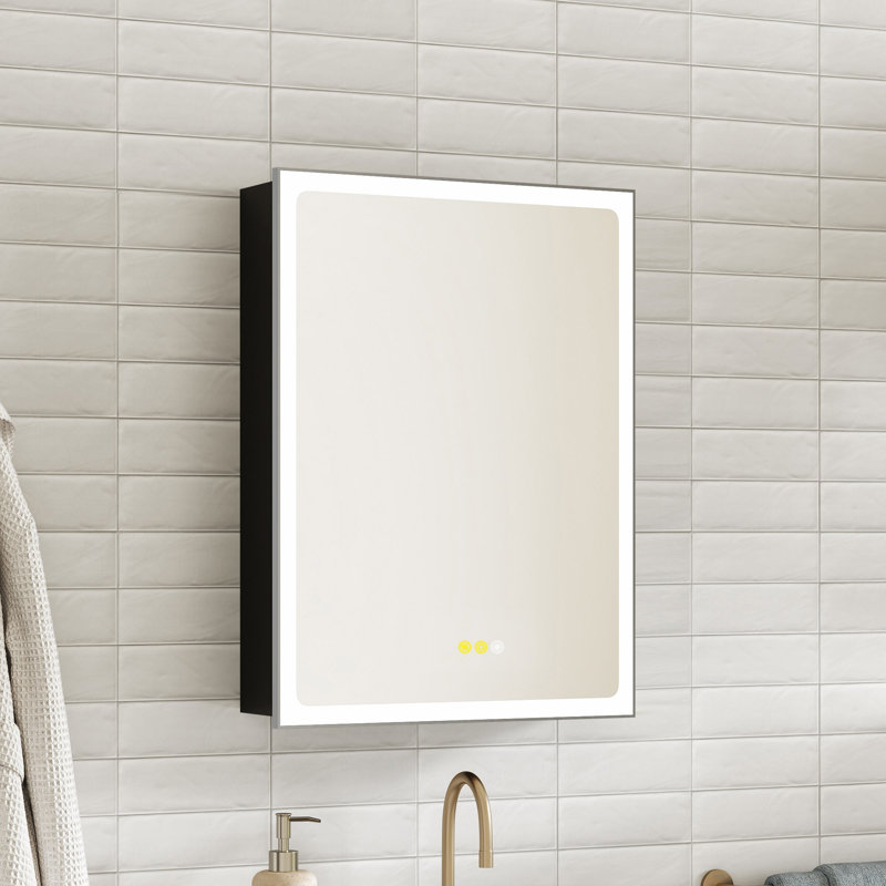 Maximes Recessed/Surface Mount Medicine Cabinet with Mirror, Defogger, Dimmer, Outlets & USBs and Interior Light, Metalgun