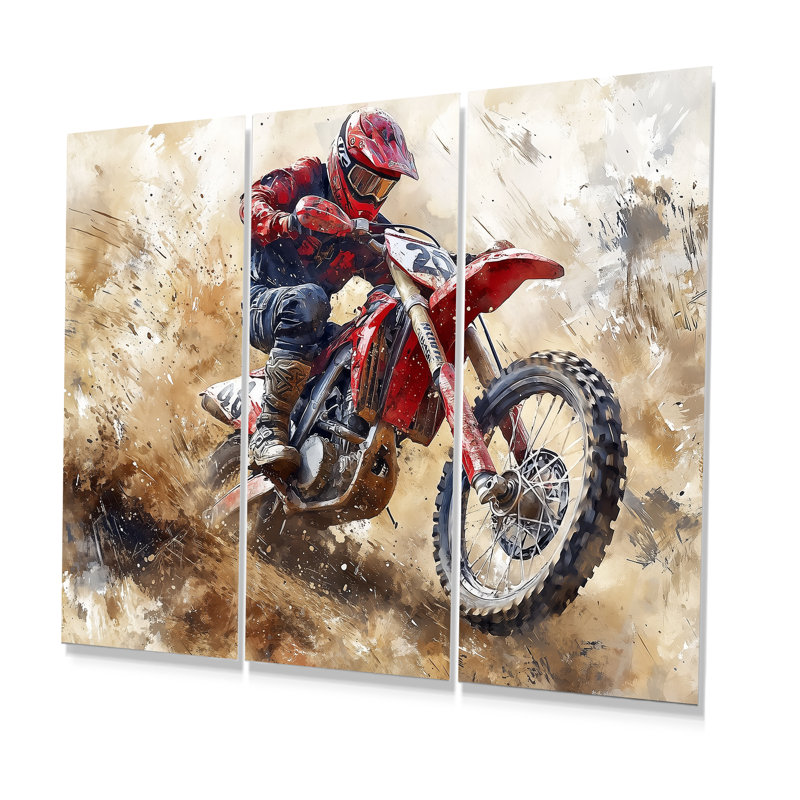 «Red Moto X Mayhem», art mural noir, Métal métal, H 40 po x l 60 po x P 1 po