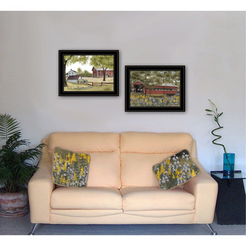 «The Spring House», vignette 2 pièces par Billy Jacob, cadre noir, Multi+Black