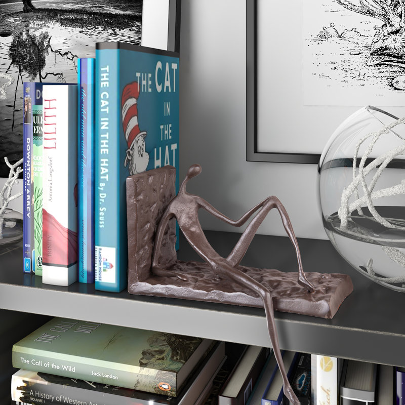 Man on Ledge Iron Sculpture Single Bookend