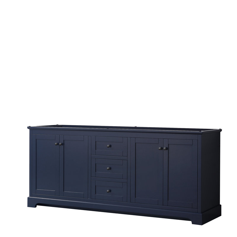 Base de meuble-lavabo double 79 po Avery seulement, Bleu foncé / noir mat