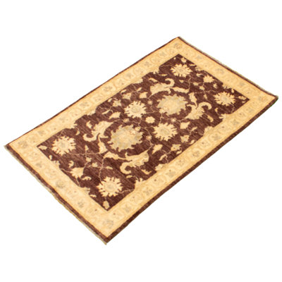 Tapis décoratif en laine de conception unique 3 pi 1 po x 5 pi 3 po noué à la main new age chobi