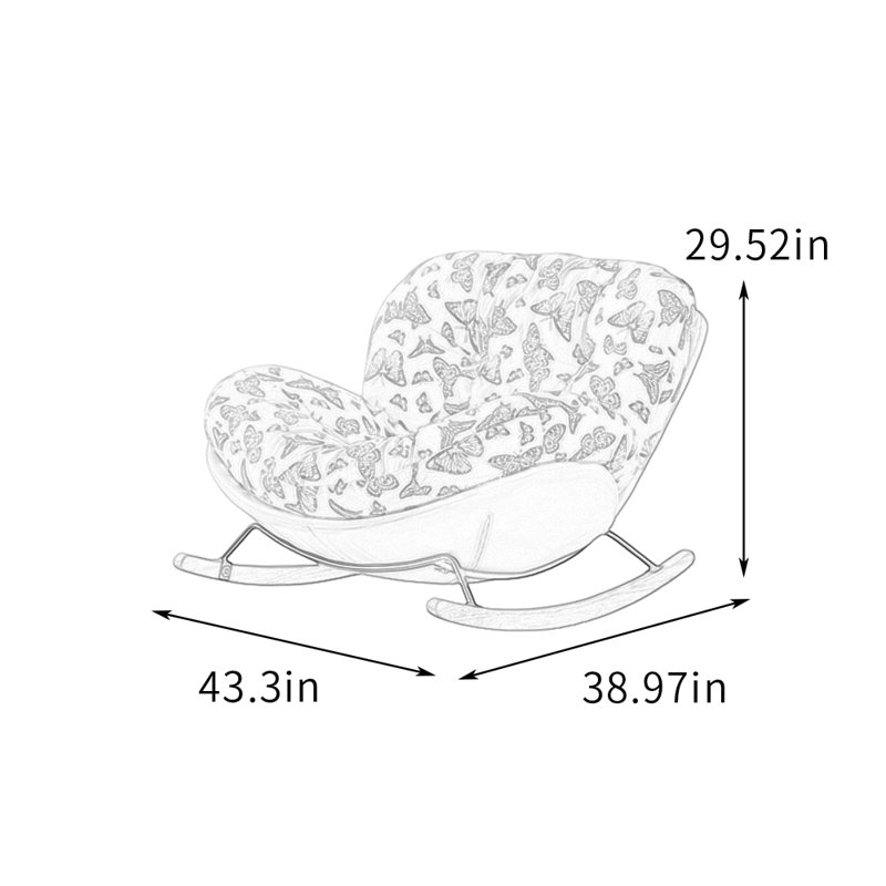Home Single Printed Rocking Chair with Wide Seat, Red/White