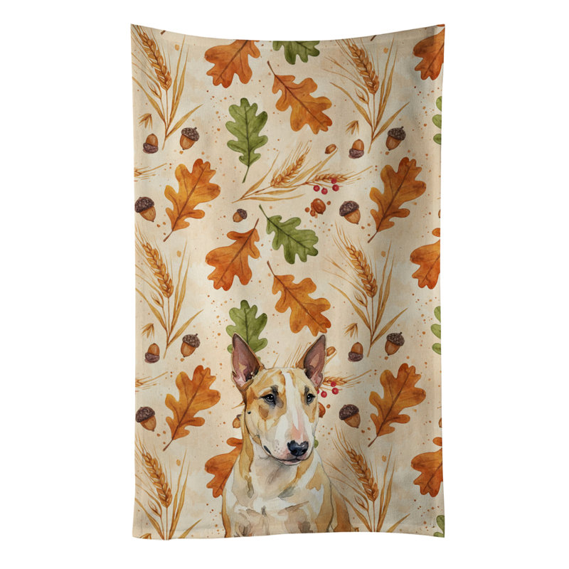Miniature Bull Terrier Heirloom Fall Kitchen Towel, Miniature Bull Terrier