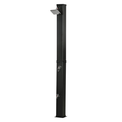 Douche extérieure solaire chauffée Outsunny de 40 litres (10,6 gallons) avec pommeau rotatif et douchette pour les pieds, ABS noir