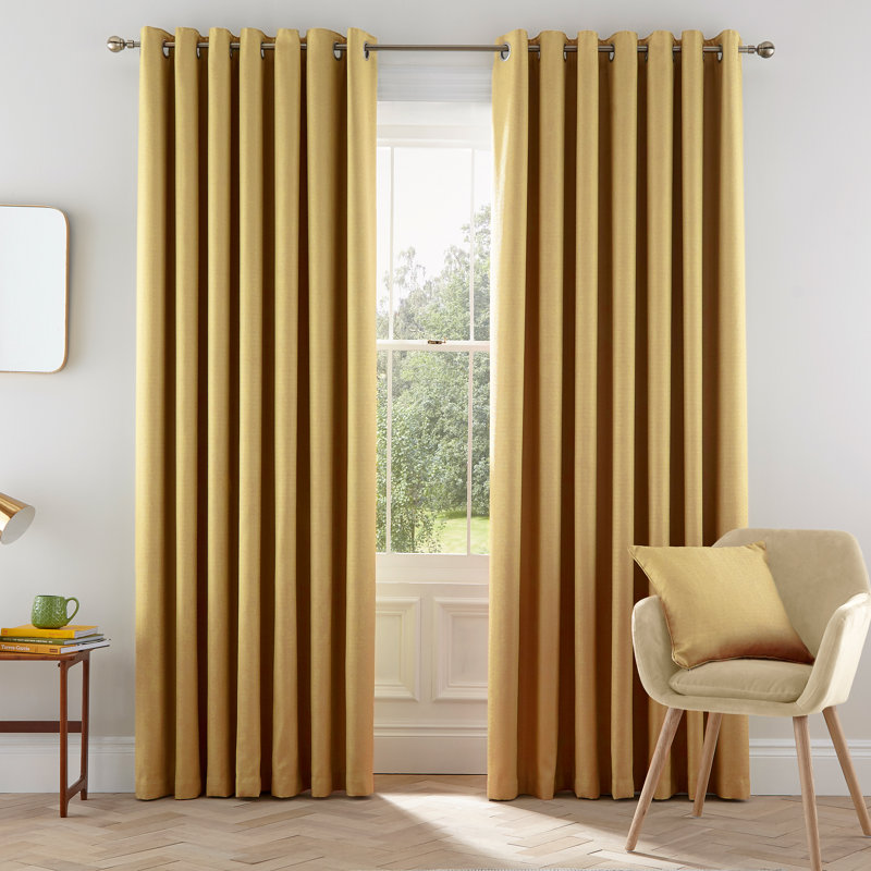 Eden Eyelet Room Darkening Curtains, Chartreuse, 168 W x 137 D cm