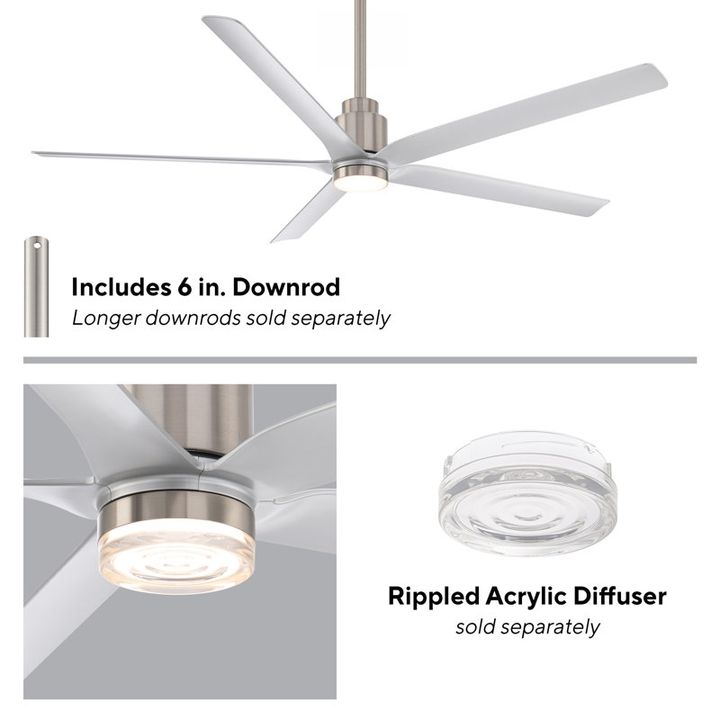 Smooth 5 Indoor/Outdoor 5-Blade Smart Ceiling Fan With Integrated Dimmable LED Light and Bluetooth Remote Control Included, Selectable Color Temperature (2700K, 3000K, 3500K, 4000K)