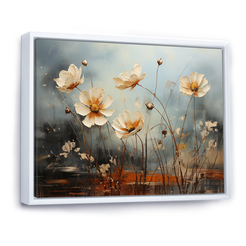 «Moody Flower Meadows II», reproduction sur toile, H 16 po x l 32 po x P 1,5 po, Cadre flottant blanc
