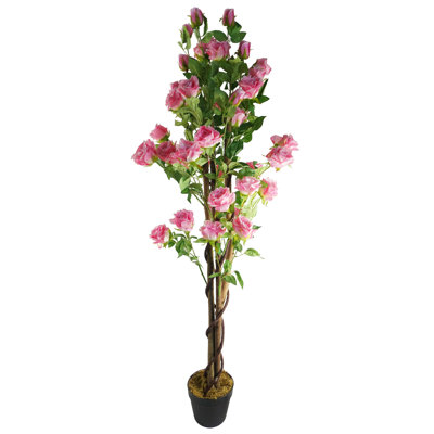 Artificial Flowering Tree in Planter
