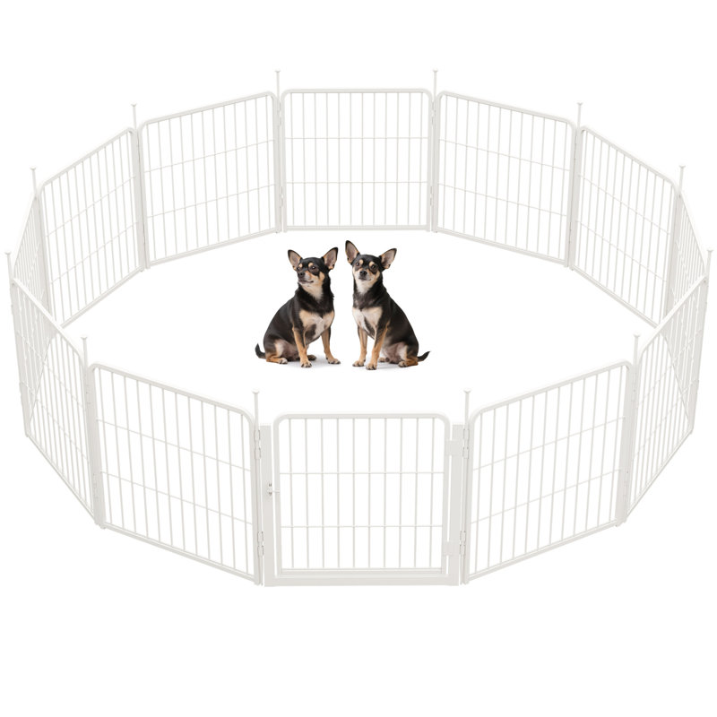 Panneaux de enclos pour chien multi-tailles en métal avec 1 porte, H 24 po x l 266,4 po, Blanc