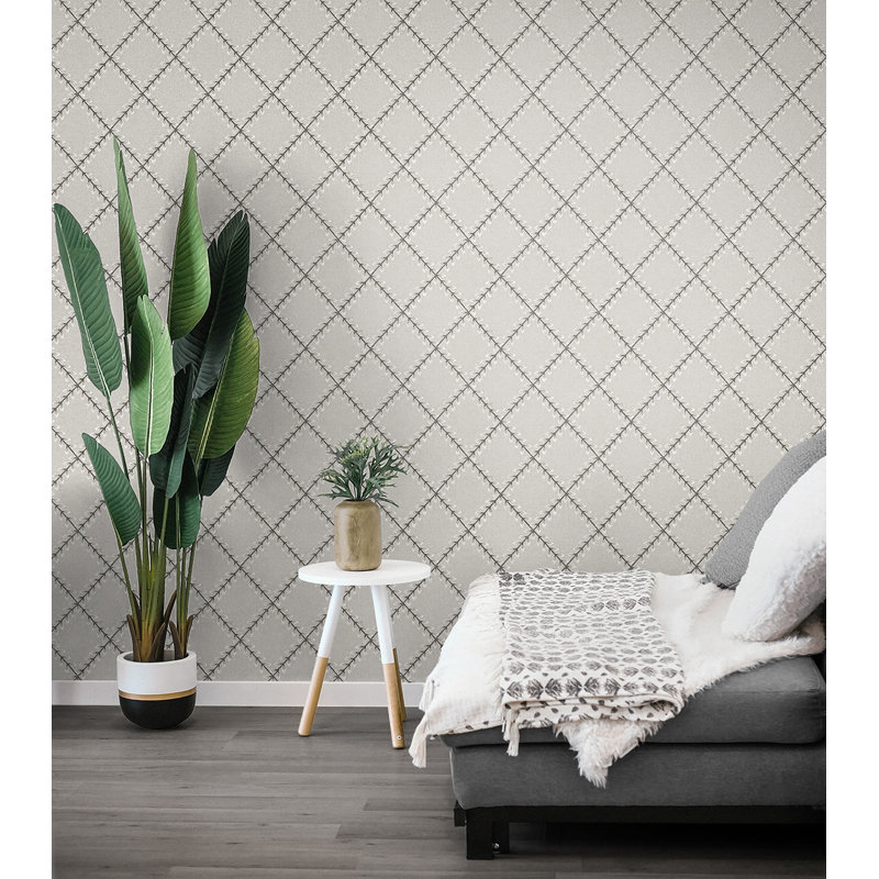 Rouleau de papier peint adhésif L 18 pi x l 20,5 po Clover Lane, gris