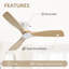 132CM Solid Wood 3-Blade Propeller Ceiling Fan with Remote Control-1614356250