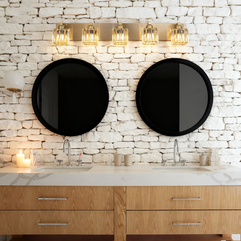 Luminaire de salle de bain en cristal, éclairage de salle de bain moderne avec abat-jour carrés pour fixation murale sur miroir, douille E26 à intensité variable