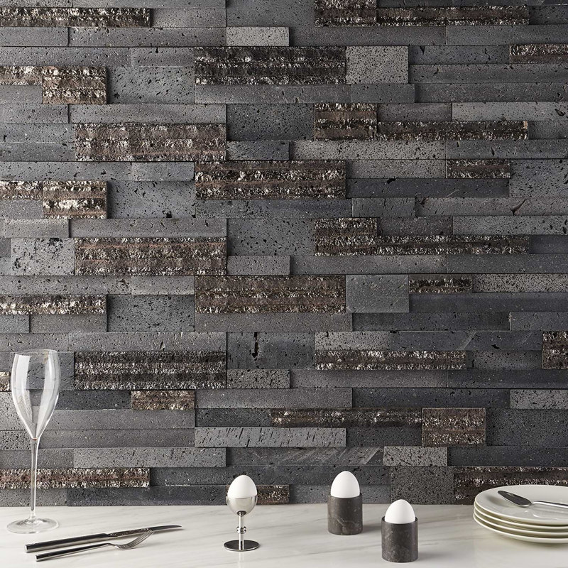 Stackstone 8x24 Textured 3D Brick Lava Stone Mosaic Tile