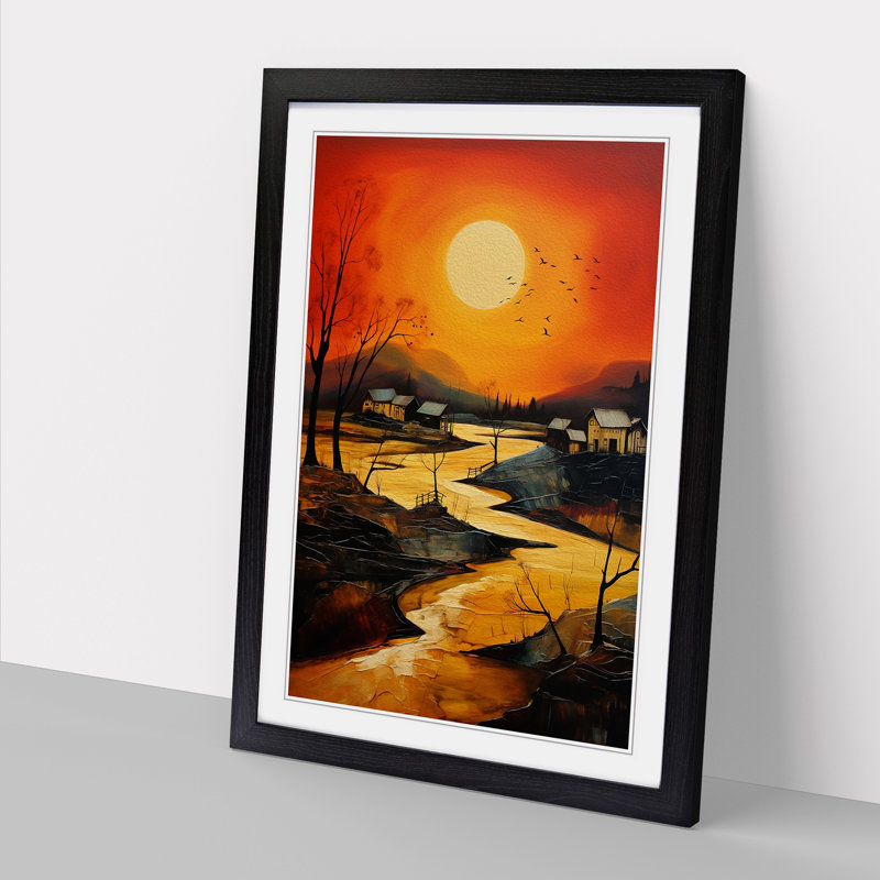 Landscape Expressionism No.3 - Single Picture Frame Print on Wood, Black Framed, 64cm H x 46cm W