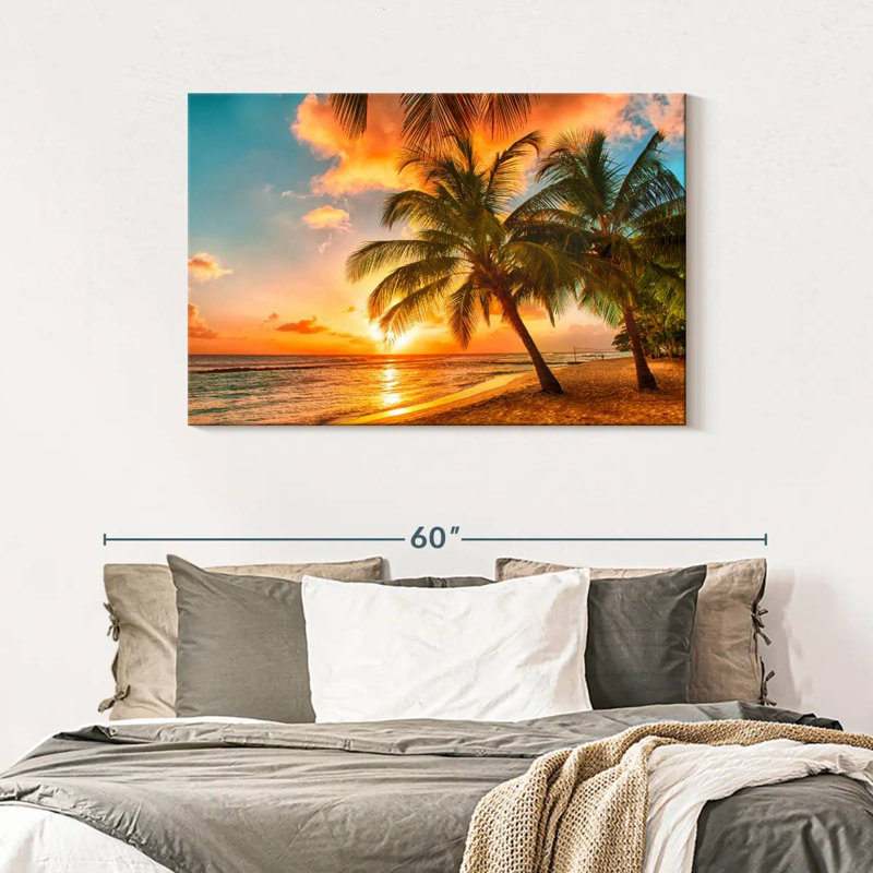 Coucher de soleil Gillard Golden Barbados Beach, H 30 po x l 45 po