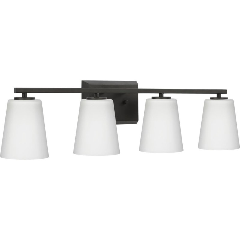 4 - Light Dimmable Vanity Light, White, Matte Black