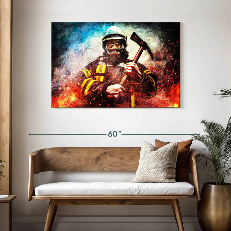 Lelar Masked Firefighter, 30" H x 45" W