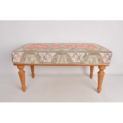 Pink Bench, Blue Bench, Ottoman Bench, Pink Floral Bench, Turkish Rug Bench, Floral Bench, Home Decor, Modern Bench, Living Room Decor,