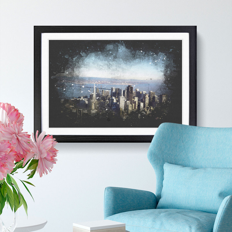 View of San Francisco - Picture Frame Graphic Art Print, Black Framed, 24cm H x 33cm W x 2cm D