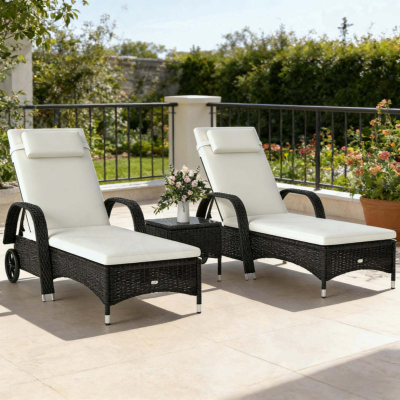 3 Pcs Outdoor Chaise Lounge Chair Set