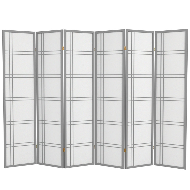 70.5" Tall Double Cross Shoji Panel Room Divider, 6, 6 ft, Black