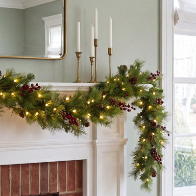 72'' in. Lighted Faux Mixed Assortment Garland