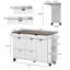 47" Kitchen Island With Wavy Door, Hidden Trash Storage & Drop-leaf Countertop, Rolling Kitchen Cart With Spice Rack, Drawers And Locking Wheels, Mobile Island Table For Kitchen-2015718669