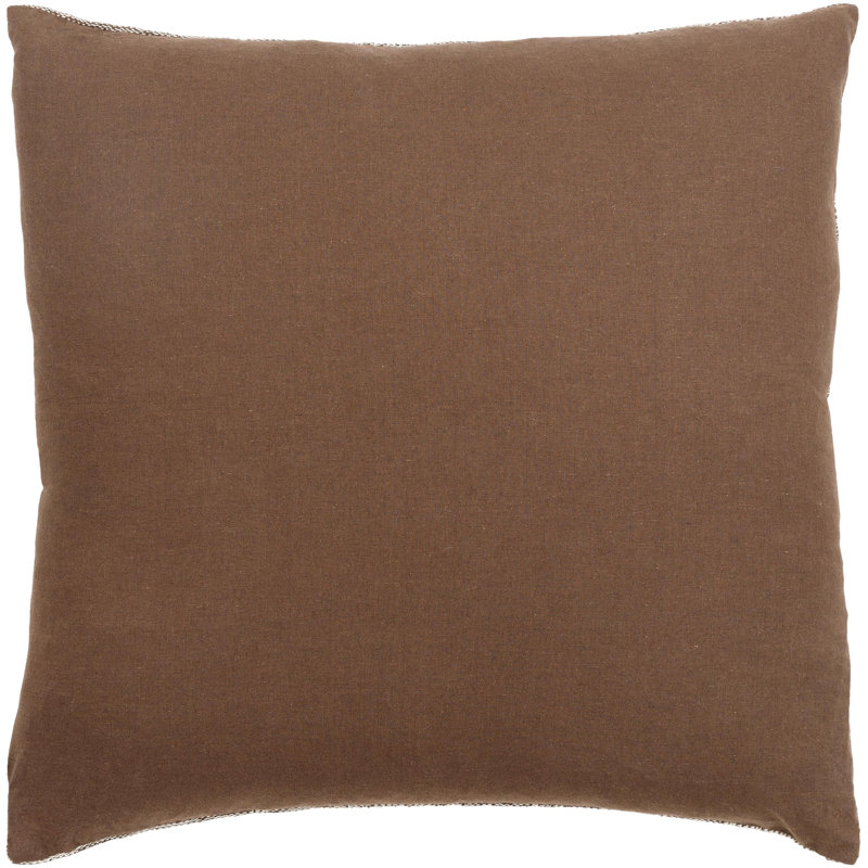 Myrna 20" Dark Brown and Ivory Wool Blend Plaid Pillow