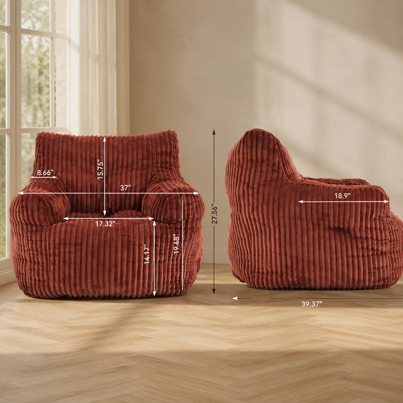 Fauteuil à billes Soft Velvetoy, Red Corduroy