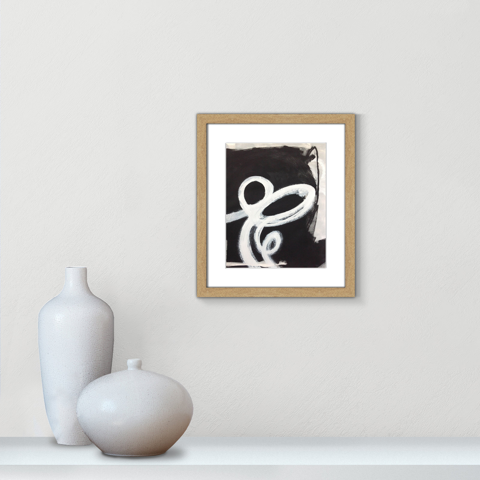 Swirly Swirls II Print by Casa Fine Arts, 15" H x 13" W x 1.25" D, Natural Woodgrain Picture Framed