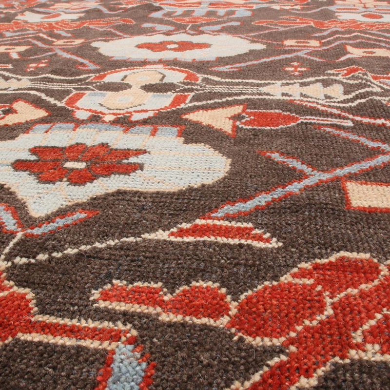 Burano Hand Knotted Wool Geometric Area Rug, Rectangle 5' x 7'