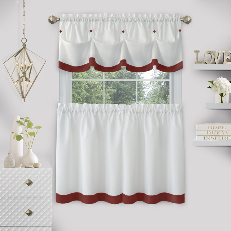 Solid Colour Tailored Kitchen Curtain, 24" H x 58" W, Lava