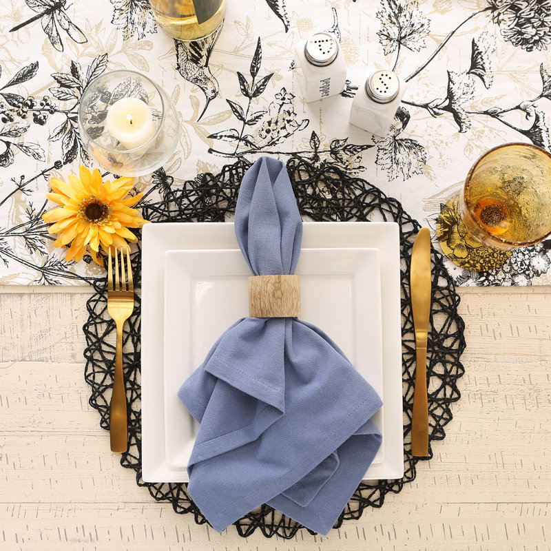 Reisman 100% Cotton Square Napkin, Stonewash Blue