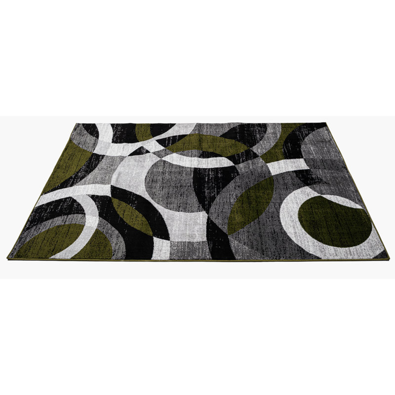 Abstract Area Rug, Black, Rectangle 120 x 170 cm