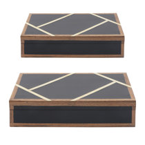 Willa Arlo Interiors Finnley 2 Piece Set Storage Boxes - 10 & 12 Black  and White Herringbone Polyresin Decorative Keepsake Boxes for Storage,  Jewelry, Gift Idea