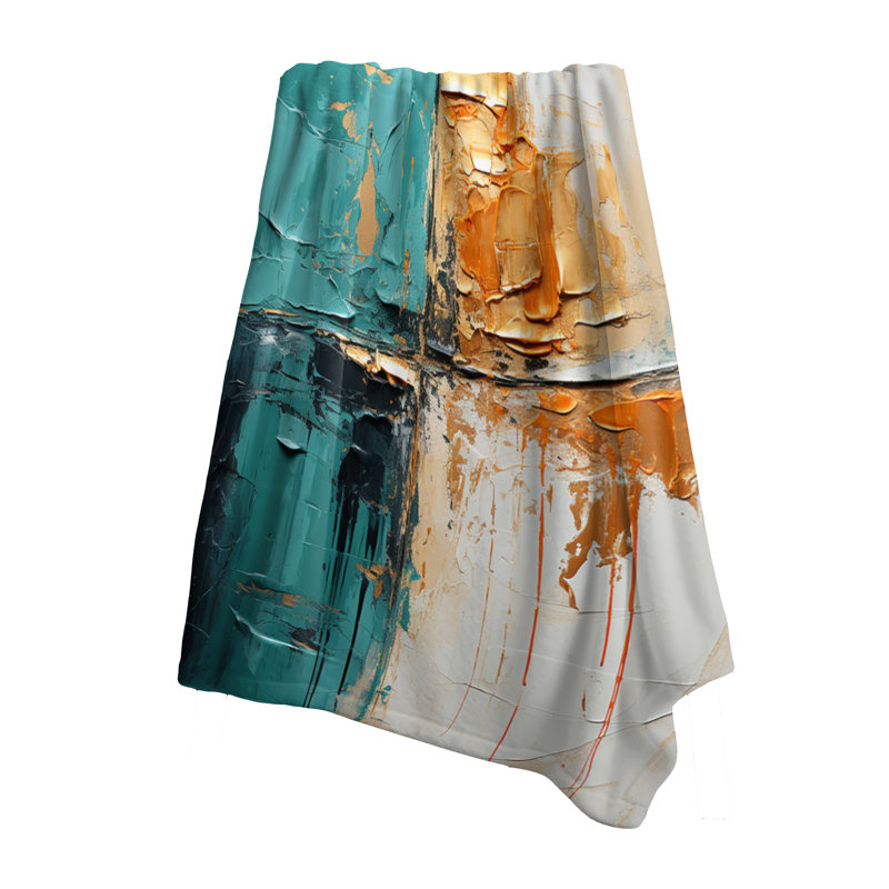 Adventure in Turquoise Orange - Jeté abstrait pour canapé